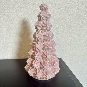 Pink Meringue Looking Christmas Tree Holiday Decoration NEW Glitter Gold Accents
